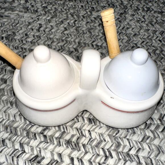 Smuckers Double Covered Jam Jelly Jar with Spoons Preserves Ceramic Bowl Vintage - Picture 4 of 9